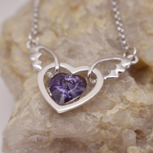 purple Crystal double heart Wing necklace.jpg